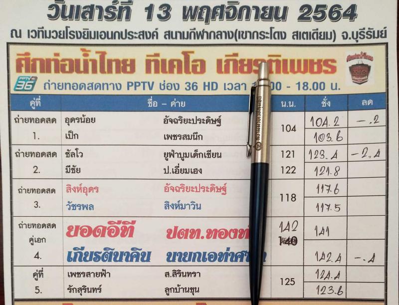 สรุปผลมวย ศึกท่อน้ำไทยลุมพินี ทีเคโอ เกียรติเพชร ประจำวันเสาร์ที่ 13/11/2564