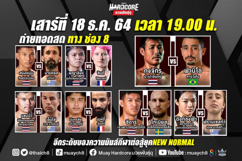 สรุปผลมวย มวยฮาร์ดคอร์ มวยพันธุ์ดุ ประจำวันเสาร์ที่ 18/12/2564