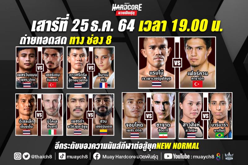 สรุปผลมวย มวยฮาร์ดคอร์ มวยพันธุ์ดุ ประจำวันเสาร์ที่ 25/12/2564