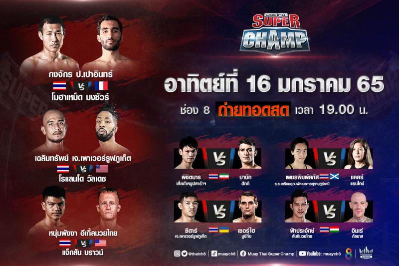สรุปผลมวย มวยไทยซุปเปอร์แชมป์ ประจำวันอาทิตย์ที่ 16/1/2565