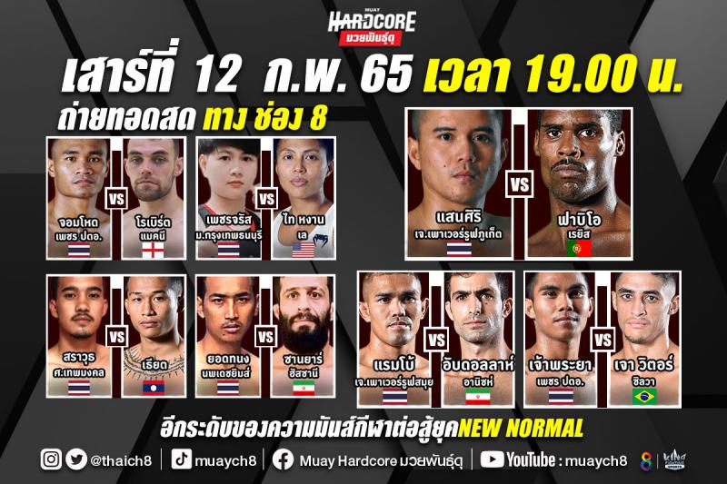 สรุปผลมวย มวยฮาร์ดคอร์ มวยพันธุ์ดุ ประจำวันเสาร์ที่ 12/2/2565