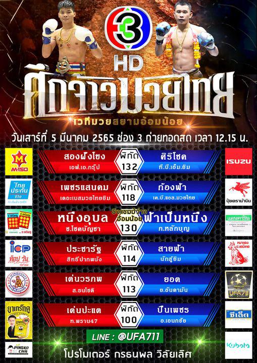 สรุปผลมวย ศึกจ้าวมวยไทย ประจำวันเสาร์ที่ 5/3/2565