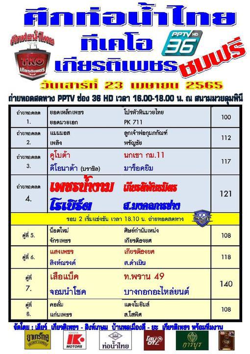 สรุปผลมวย ศึกเกียรติเพชร+โกสปอร์ต ประจำวันเสาร์ที่ 23/4/2565