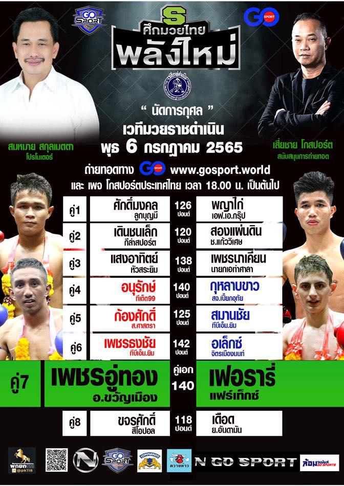 สรุปผลมวย ศึกมวยไทยพลังใหม่ ช่วงที่ 2 ประจำวันพุธที่ 6/7/2565