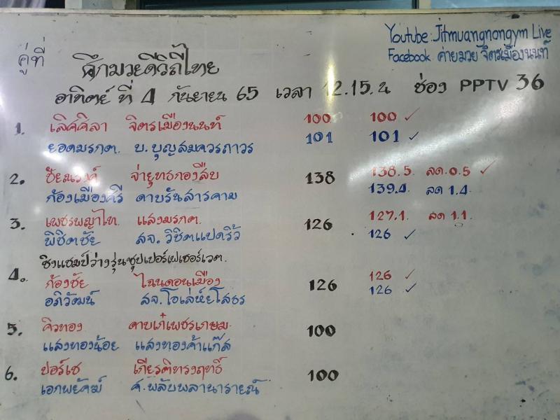 สรุปผลมวย ศึกมวยดีวิถีไทย ประจำวันอาทิตย์ที่ 4/9/2565