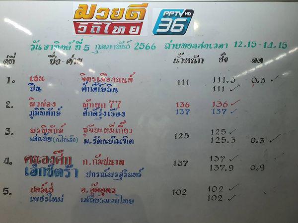 สรุปผลมวย ศึกมวยดีวิถีไทย ประจำวันอาทิตย์ที่ 5/2/2566