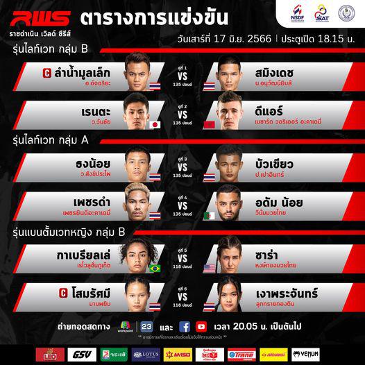 สรุปผลมวย Rajadamnern World Series ประจำวันเสาร์ที่ 17/6/2566