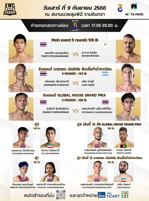 สรุปผลมวย Lumpinee World Championship Super Champ ประจำวันเสาร์ที่ 9/9/2566