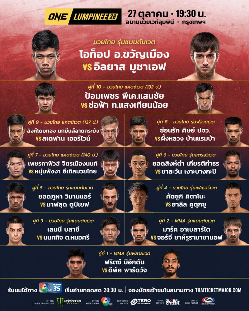 สรุปผลมวย ศึกวันแชมเปียนชิพลุมพินี ประจำวันศุกร์ที่ 27/10/2566