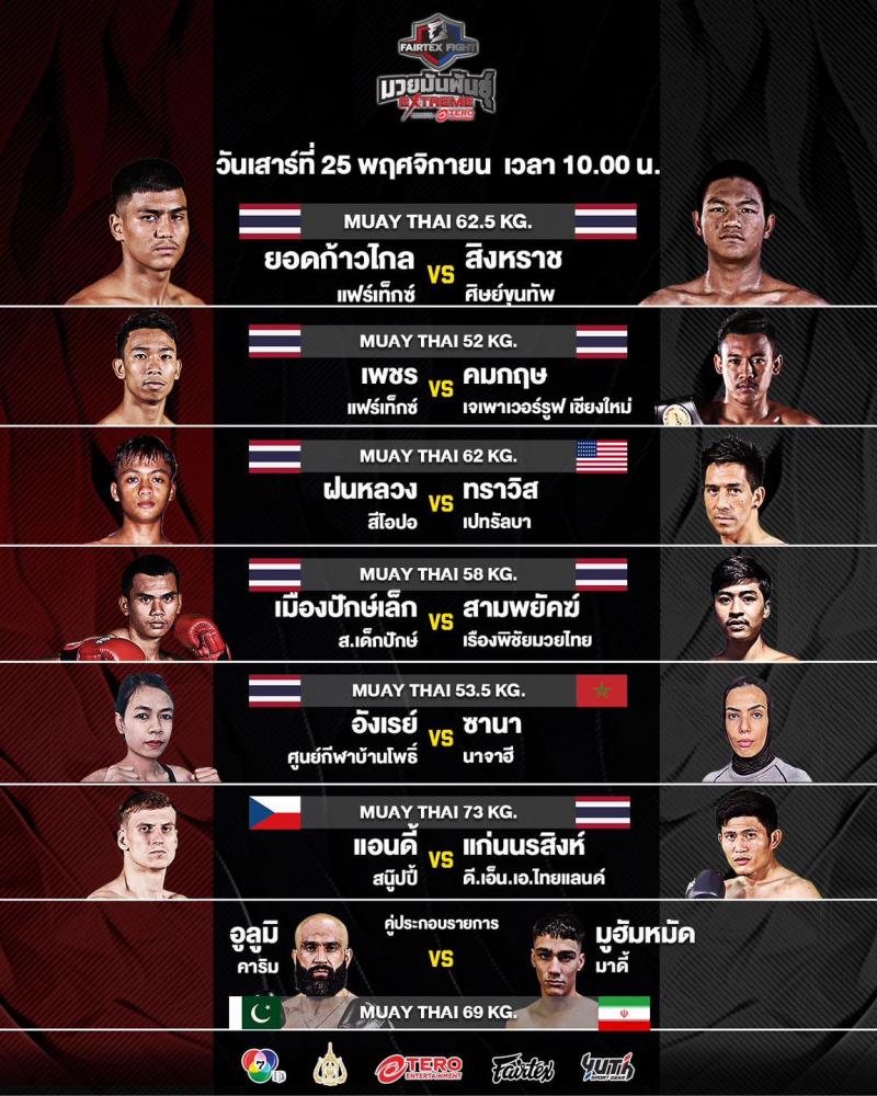 สรุปผลมวย FAIRTEX FIGHT มวยมันส์พันธุ์ EXTREME ประจำวันเสาร์ที่ 25/11/2566