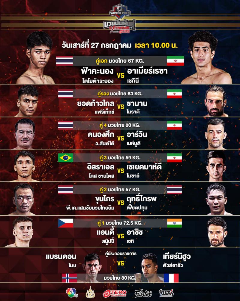 สรุปผลมวย FAIRTEX FIGHT มวยมันส์พันธุ์ EXTREME ประจำวันเสาร์ที่ 27/7/2567