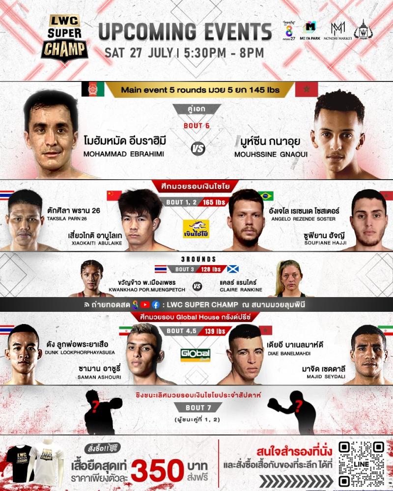 สรุปผลมวย LUMPINEE WORLD CHAMPIONSHIP SUPER CHAMP ประจำวันเสาร์ที่ 27/7/2567