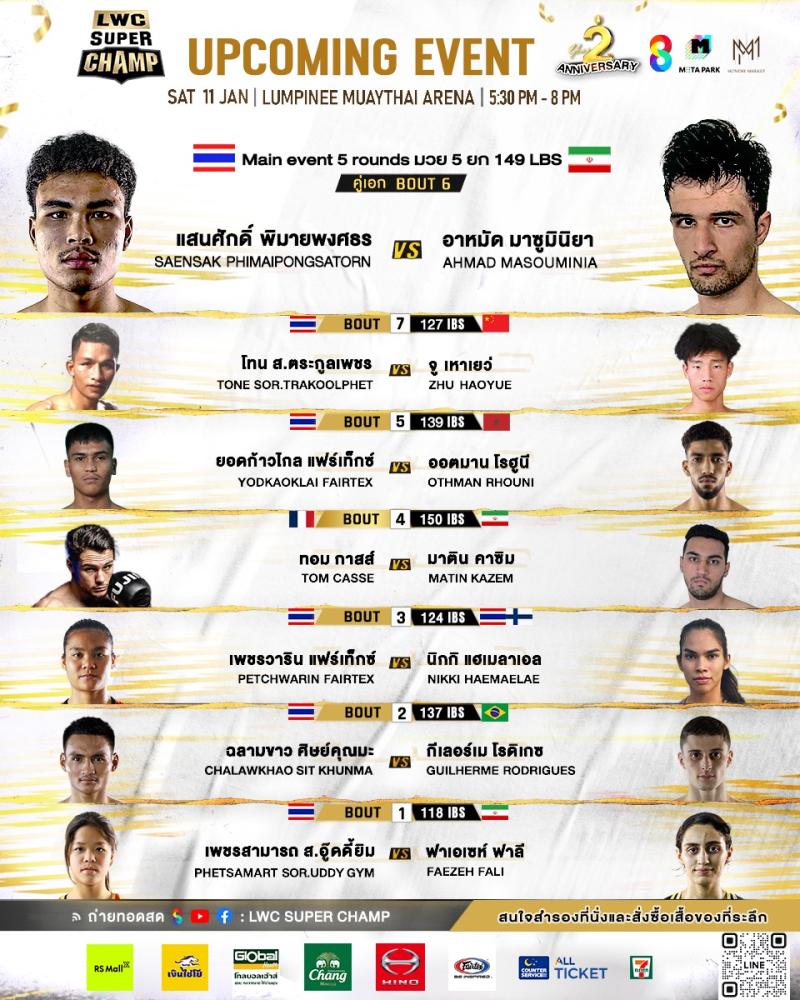 สรุปผลมวย LUMPINEE WORLD CHAMPIONSHIP SUPER CHAMP ประจำวันเสาร์ที่ 11/1/2568