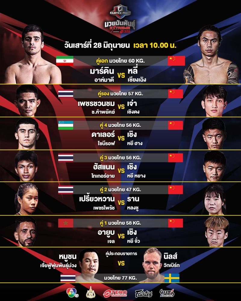 สรุปผลมวย FAIRTEX FIGHT มวยมันส์พันธุ์ EXTREME ประจำวันเสาร์ที่ 28/6/2568